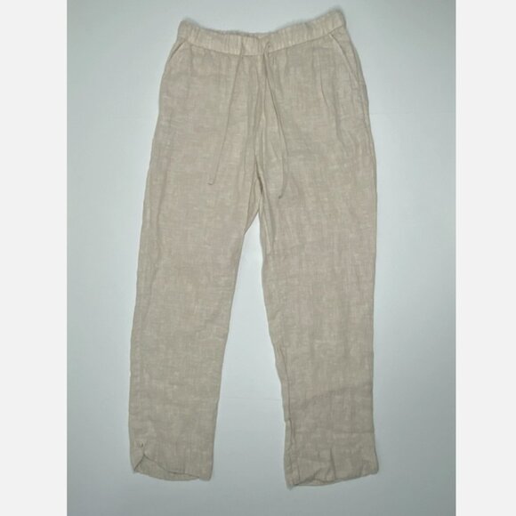 Caslon Tie Waist Taper Linen Pants - Tan Size Small - Picture 3 of 9